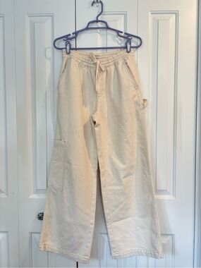 Aerie Wide Leg Soft Cream Cargo Pants | Size S